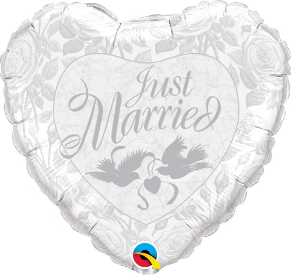 Hochzeit Ballon "Just Married", silber