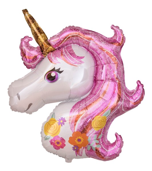 Riesenballon Einhorn mit rosa Mähne