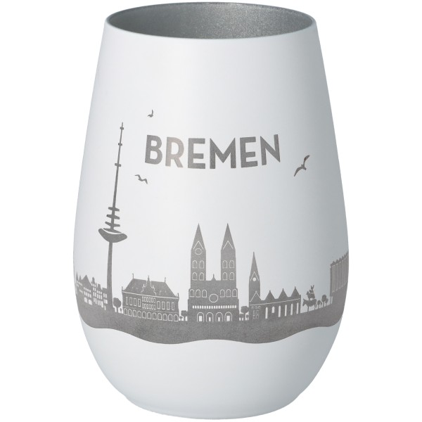 Windlicht Skyline Bremen Weiß/Silber