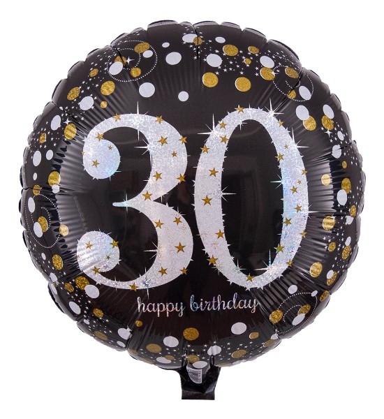 Zahlen Folienballon zum 30. Geburtstag, Radiant schwarz