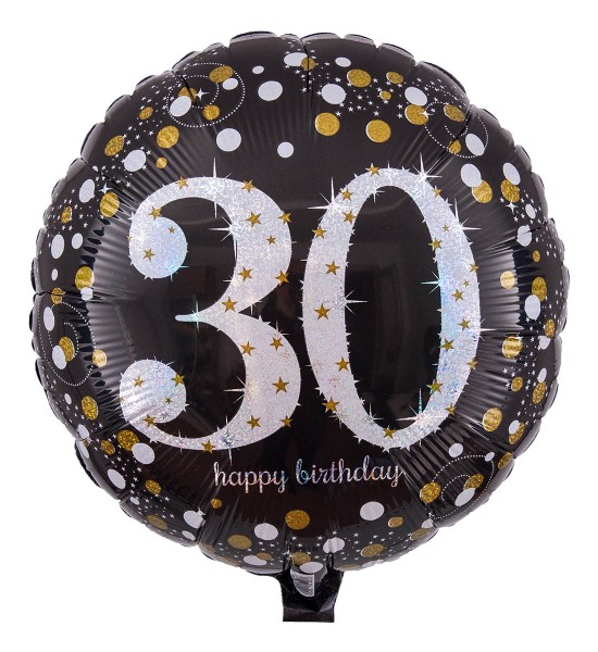 Zahlen Folienballon zum 30. Geburtstag, Radiant schwarz