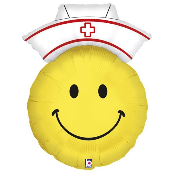 Folienballon "Get Well" Smiley Krankenschwester