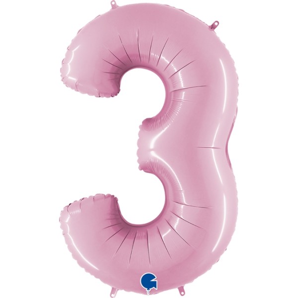 Rosafarbener Zahlen Ballon "3"