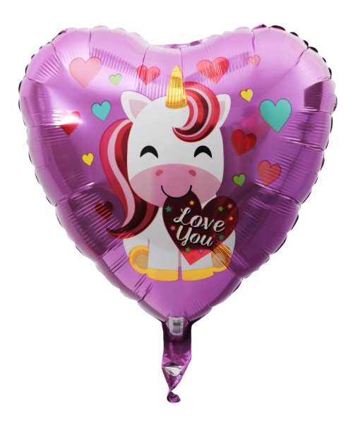 Herz Folienballon "Einhorn - Love You"
