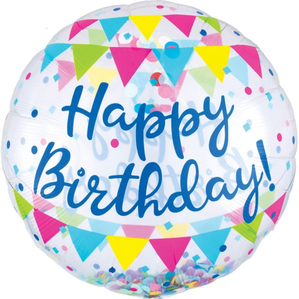 Ballon mit Konfetti "Happy Birthday"
