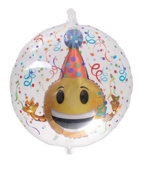 Geburtstagsballon "Smiley mit Partyhut"