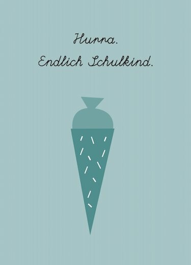 Postkarte "Endlich Schulkind", blau