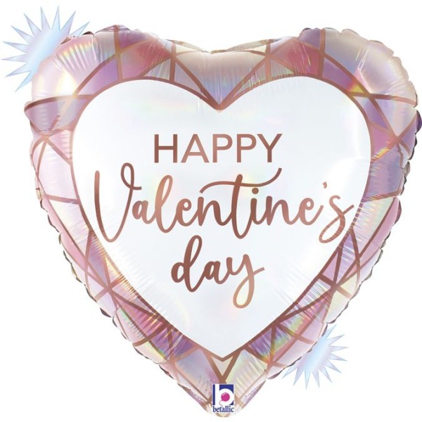 Folienballon Opal Herz "Happy Valentine's Day"