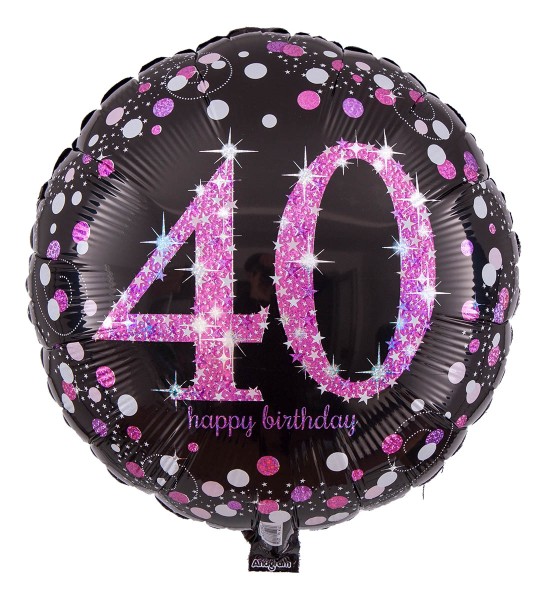 Ballon Zahl zum 40. Geburtstag, Radiant schwarz-pink