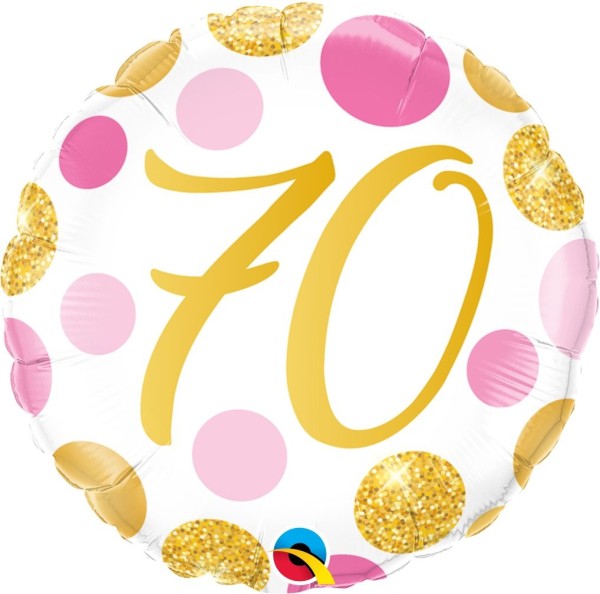 Gold-Pink gepunkteter Geburtstagsballon "70"