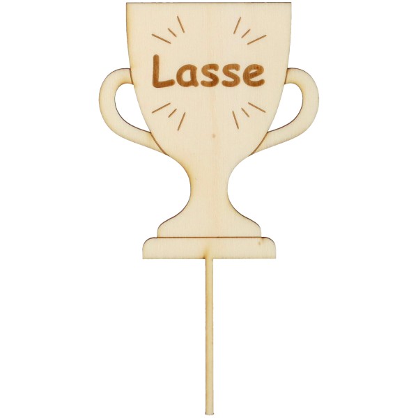 Cake Topper Pokal "Name" aus Holz