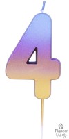 Kerze Regenbogen Zahl 4  Kerze Regenbogen Zahl 4
