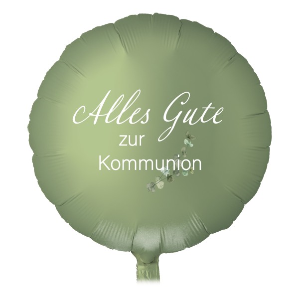 Folienballon Satin Olive Green "Alles Gute zur Kommunion"