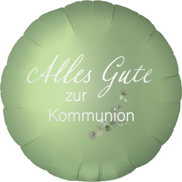 Folienballon Satin Olive Green "Alles Gute zur Kommunion"