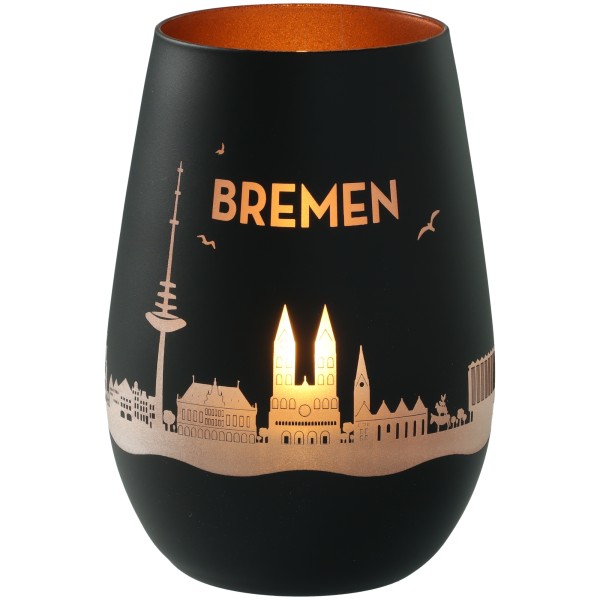 Windlicht Skyline Bremen Schwarz/Bronze