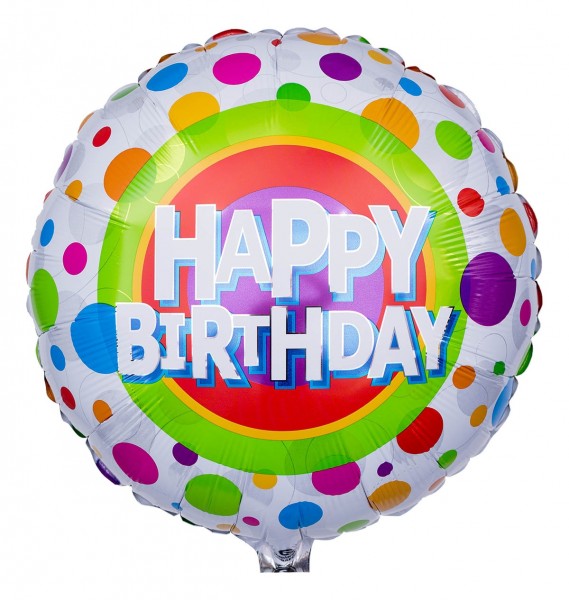Bunt gepunkteter Birthday Ballon "Happy Birthday"
