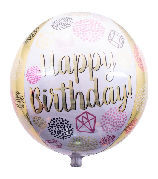 Folienballon Happy Birthday Orbz