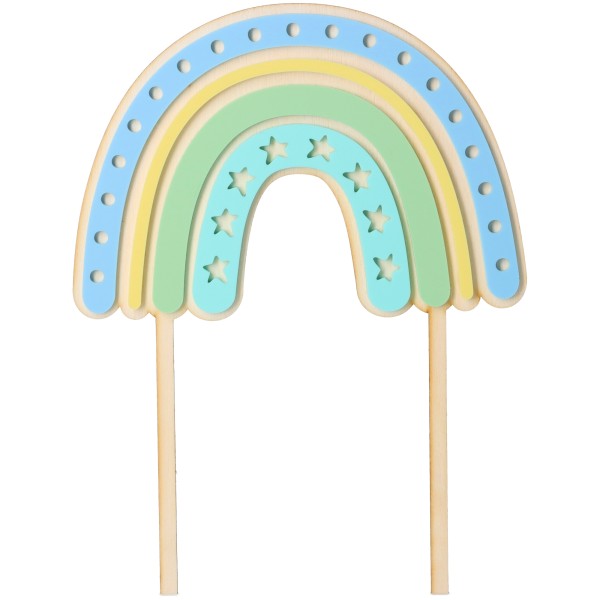 Cake Topper Regenbogen Stern aus Holz & Acryl