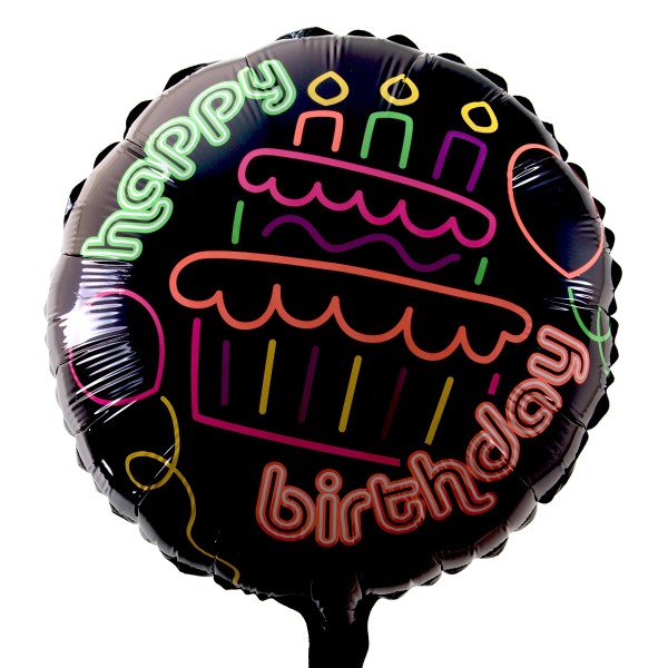 Geburtstags Ballon "Neon Happy Birthday Torte"
