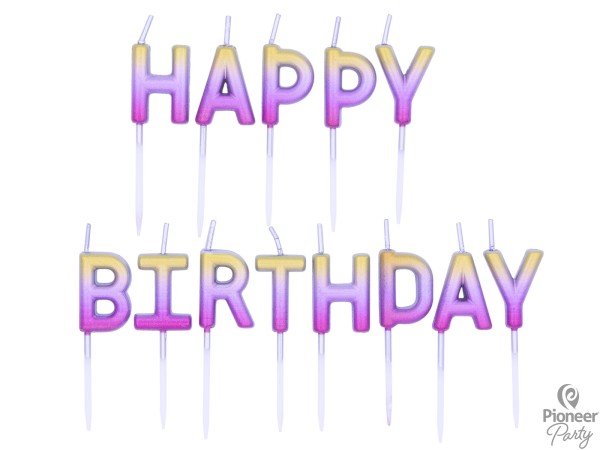 Roségoldene Kerzen "Happy Birthday"