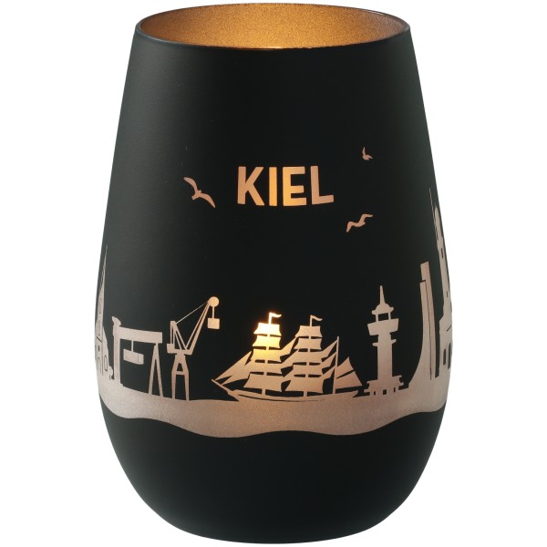 Windlicht Skyline Kiel Schwarz/Silber