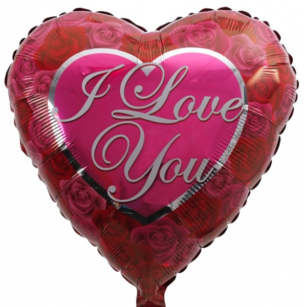 Folienballon Herz "Rosen - I Love You"