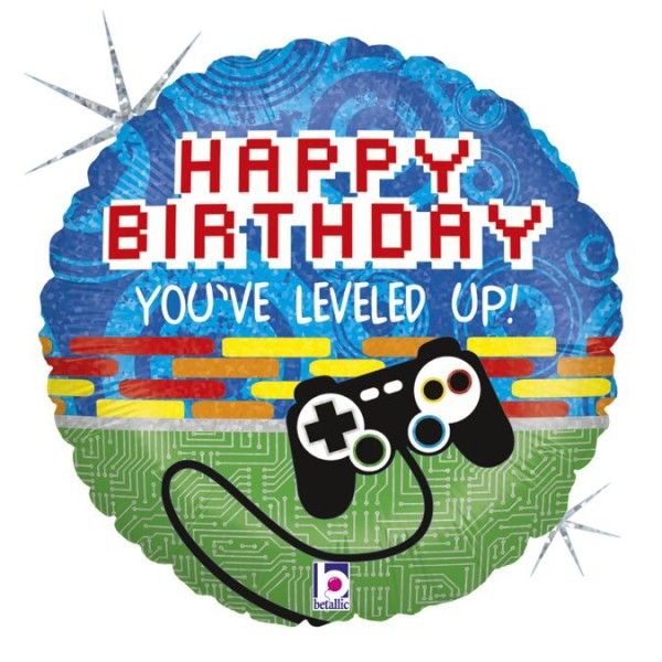 Ballon zum Geburtstag "Happy Birthday, You`ve Leveled Up!"
