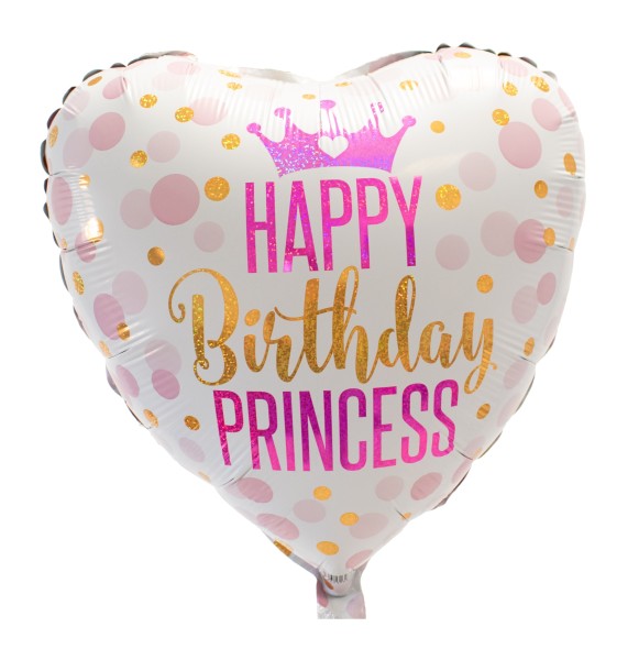 Herz Folienballon "Happy Birthday Princess"