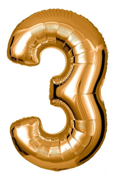 Zahlenballon Gold "3"