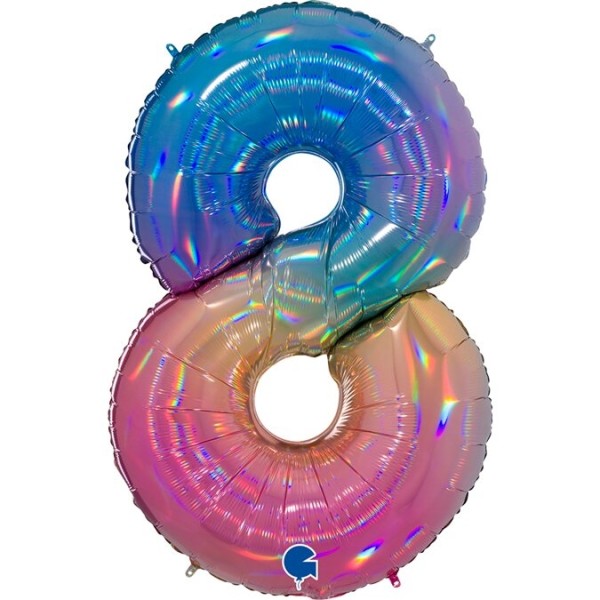 Zahlenballon Regenbogen "8"