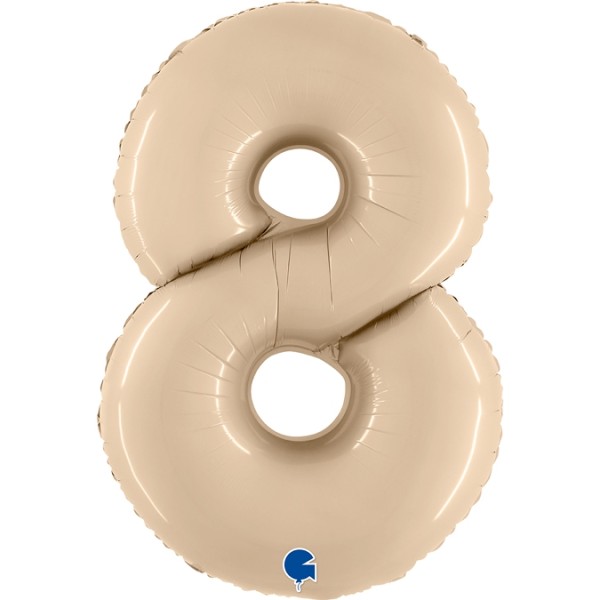 Zahlenballon Satin Cream "8"