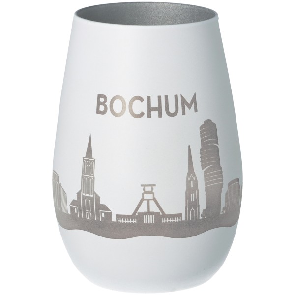 Windlicht Skyline Bochum Weiß/Silber