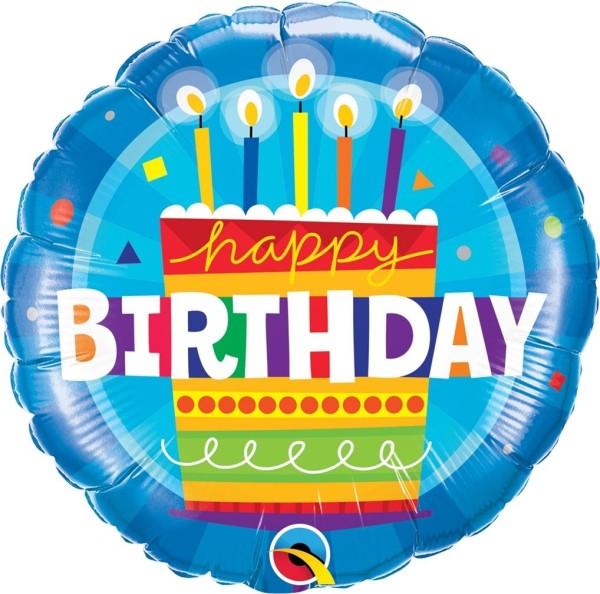 Blauer Ballon mit "Happy Birthday" Geburtstagstorte