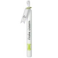 Stabkerze "Frohe Ostern" Weiß & Hellgrün  Stabkerze "Frohe Ostern" Weiß & Hellgrün