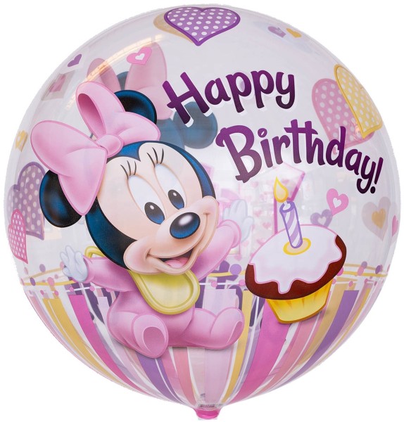 Bubble Ballon 1. Geburtstag "Happy Birthday Minnie Mouse"