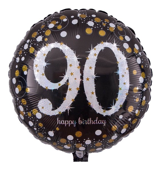 Folienballon Zahl zum 90. Geburtstag, Radiant schwarz