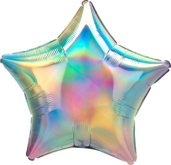 Folienballon Stern, Irisierend Pastell Regenbogen