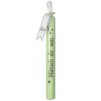 Stabkerze "Wünsch dir was" Mintgrün, Schwarz  Stabkerze "Wünsch dir was" Mintgrün, Schwarz