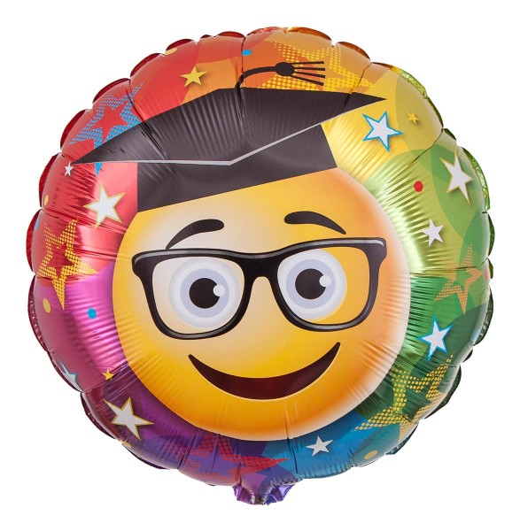 Ballon "Smiley mit Brille und Doktorhut"