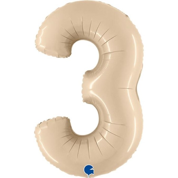 Zahlenballon Satin Cream "3"