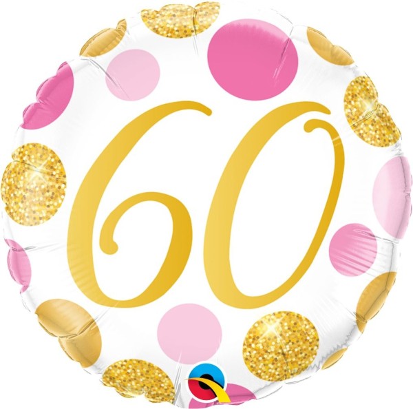 Gold-Pink gepunkteter Geburtstagsballon "60"