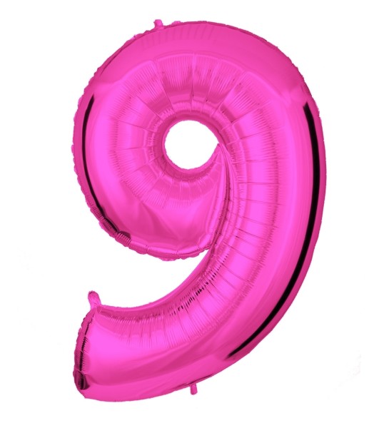 Zahlenballon Pink "9"