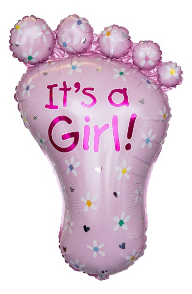Riesenballon zur Geburt "Pinker Fuß - It's a Girl!"