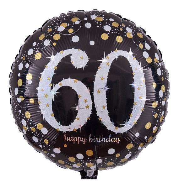 Zahlenballon zum 60. Geburtstag, Radiant schwarz