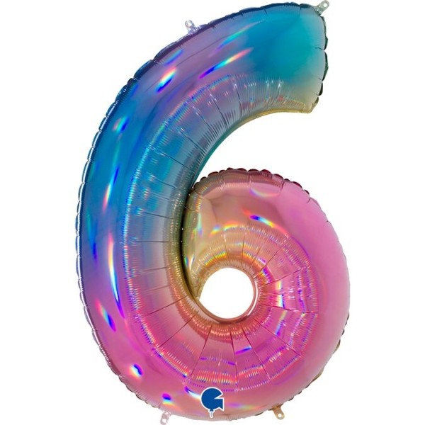Zahlenballon Regenbogen "6"