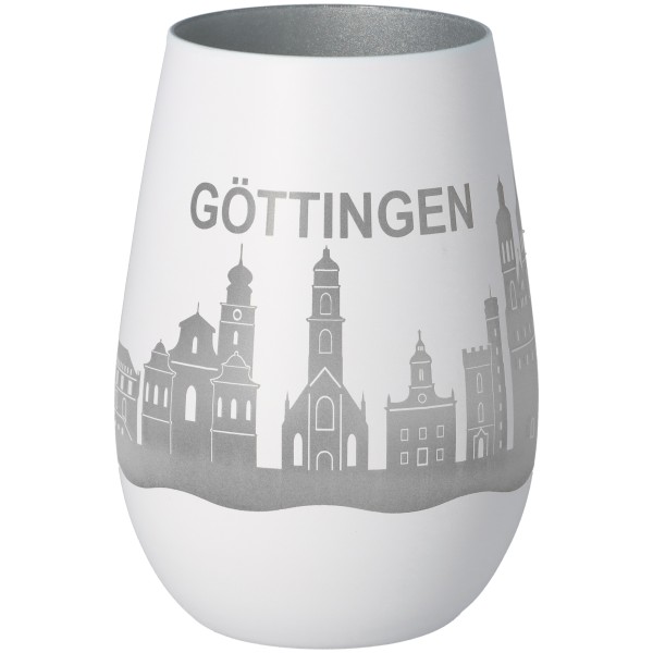 Windlicht Skyline Göttingen Weiß/Silber