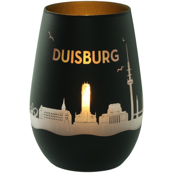 Windlicht Skyline Duisburg Schwarz/Gold