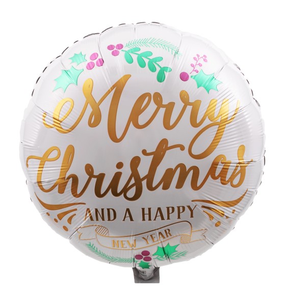 Folienballon Satin "Merry Christmas and a Happy New Year"