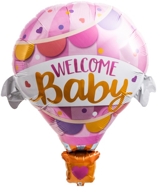 Riesenballon Heißluftballon "Welcome Baby" Pink
