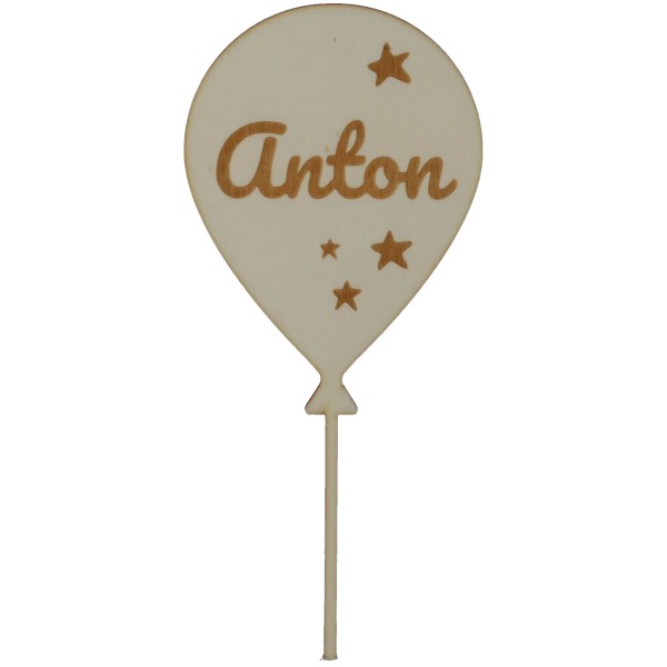 Cake Topper Ballon Stern "Name" aus Holz